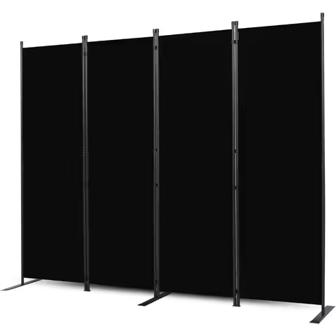 4 Panel Folding Privacy Screen Room Divider with Wide Feet Portable 6Ft Tall Partition Freestanding 