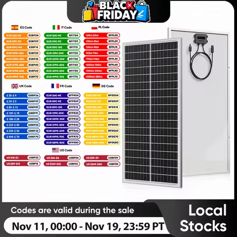 RVPOZWER 100W 12V 12BB Solar Cell Monocrystalline Solar Panel High Efficiency Solar Module Charge Ba