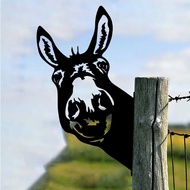 Vintage Donkey Head Iron Silhouette hiasan seni dinding untuk hiasan parti taman tambah sentuhan rumah ladang comel ke pagar taman anda