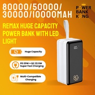 [Local] Remax 80000mAh/50000mAh/30000mAh/10000mAh Huge Capacity PD 20W + QC 22.5W Super Fast Charging Power Bank