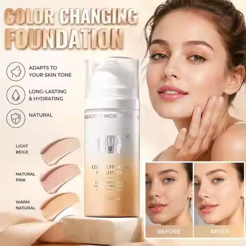 Color-Changing Sunscreen Foundation, Skin Tone Matching, All-Day Long-Lasting Wear, Perfect Base Fou