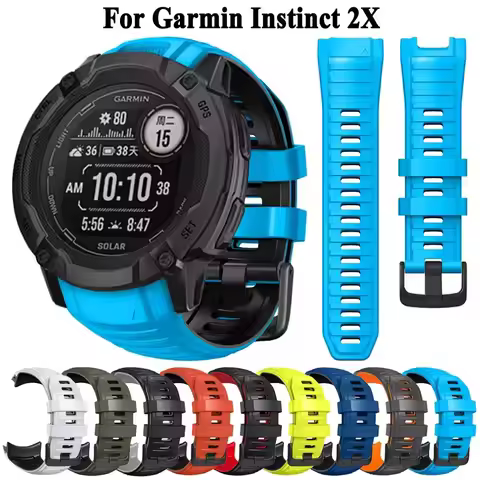 No Gaps 26mm Silicone Strap For Garmin Instinct 2X Solar - Tactical Edition Watchband Replacement Ac