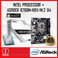 ASROCK B760M-HDV/M.2 D4 DDR4 B760 LGA1700 Motherboard + Intel 12TH /13TH GEN CORE I3 / I5 / I7 / I9 