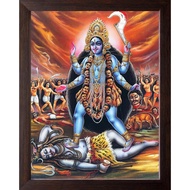 Goddess Kali Mata Painting, HD Printed Religious & Decor Picture with Frame for Home & Other. (7 x 9