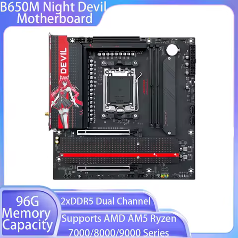 JGINYUE B650M Night Devil Motherboard Supports AMD AM5 Ryzen 7000/8000/9000 Series Processors 2xDDR5