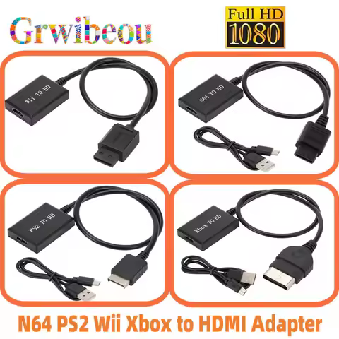 1080P N64 PS2 Wii Xbox to HDMI-Compatible Cable Game Console HD TV for HDMI Cables Plug and Play Nin