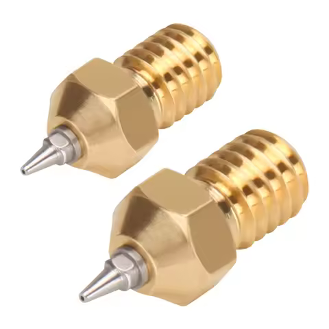 SHOOMO 3D Printer Nozzle E3D Brass Nozzle with Stainless Steel Tip Detachable 0.2-0.5mm, Even Silk O