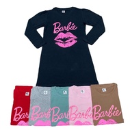 Baju T-shirt Labuh Lengan Panjang Kanak-Kanak Perempuan Glitter Print Barbie