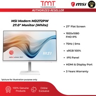 MSI Modern MD272PW 27.0" Monitor (White) | 5ms | 75Hz | 1920x 1080 FHD | IPS Panel | HDMI & DP | Typ