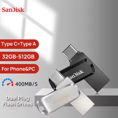SanDisk Dual USB Type C Type A SDDDC3 Flash Drive Read 400MB/s 32GB 64GB 128GB 256GB 512GB Memory St