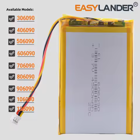 JST-PH 2.0mm 3Pin 3.7 6000mAh 906090 Lithium Li-ion Lipo Polymer Battery 306090 406090 506090 606090