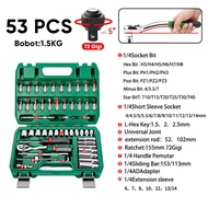 ISKU Kunci Shock Set 53 Pcs tool kit set 37/53/61/82pcs kunci set lengkap 1 box Kunci Socket Wrench