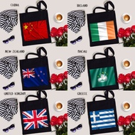 Angbaligya Flag Designs Canvas Tote Bags Souvenirs Greece, UK, Ireland, NewZealand