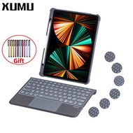 Xumu 7 Colors LED Light Backlit Magnetic Detachable Vertical Stand Wireless Bluetooth Keyboard Mouse Pad Touchpad Case For IPad Pro 11 2022 Air 5 Air 4 10.9 Air3 10.5 7th 8th 9th 10.2 10th Gen 2021 2020 Backlight Trackpad With Pen Slot Holder Cover