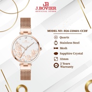 J.Bovier Sapphire Crystal Glass Quartz Women Watch B26-220601-CCDF