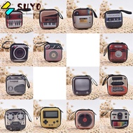 SUYOU Birthday Gift Cute Cartoon Vintage Music Player Pattern Earphone Cable Storage Bag Coin Purse Women Pouch Small Wallet Men Tinplate Change Zipper Pocket