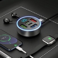 Car 5-in-1 USB Charger, Built-in Volt Meter, Dual PD 3.0 Ports, Max-Fast Charge for iPhone/Samsung/H