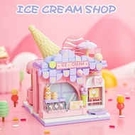 Wekki Blok Kedai Ais Krim Bunga/ Wekki Block Ice Cream Flower Shop Series DIY Building Blocks/ 未及积木冰