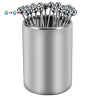 20PCS Metal Cocktail Picks with Holder Kit, Stainless Steel Cocktail Picks, Reusable Cocktail Skewer