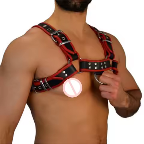 Leather Harness Men Women Gay Body Bondage Clothes Punk Rave Goth BDSM Chest Harness Belts Male Stra
