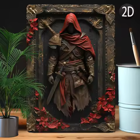 Assassin Character Artwork - Metal Wall Decor - Rustproof Indoor/Outdoor Sign for Garden, Gym, Store