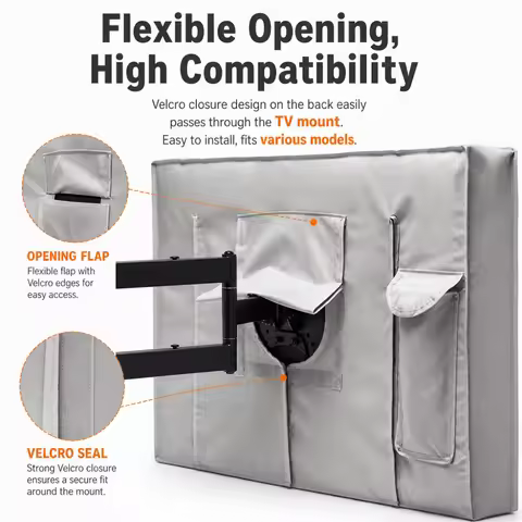 TV Weather and Dust Proof Outdoor TV Cover Beige 70' 75' 40' 46' 50' 55' 60' 65' Protective TV Scree
