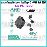 Aukey Travel Adapter Dual Type C + USB GaN 65W - SKU : PA-B8U