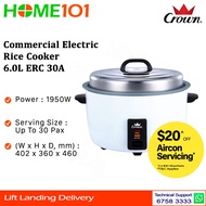 Crown Commercial Electric Rice Cooker 6.0L ERC 30A