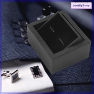 [BaositydaMY] Cufflink Box Case Jewelry Gift Box Tie Clip Bar Gift Box for Men Black Rotating