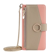 Leather Case for OPPO R15 R17 Pro R11s Flip Wallet Cover Card Slots Stand with Metal Shoulder Strap for Women