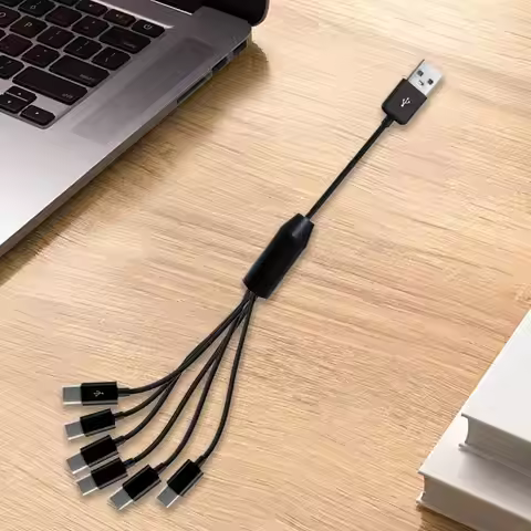 69HA Usb 1 To 6 Charging Cable Usb-A to Tpye-C Splitter Adapter Data Cord