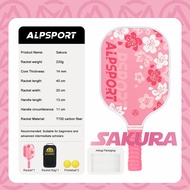ALP ไม้แร็คเก็ต Sakura Pickleball ขนาด14มม. พื้นผิวด้านที่มีน้ำหนักเบาเป็นพิเศษคาร์บอนไฟเบอร์ T700 Y