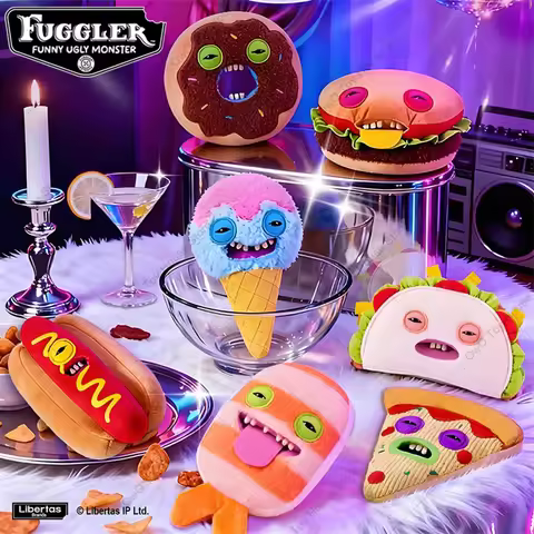 Original Fuggler Funny Ugly Teeth Monsters Plush Toys Blind Box Fuggalicious Series Ice Cream Hambur