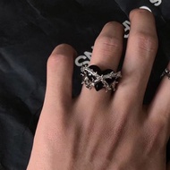 Cincin Hati Duri Adjustable Hitam/Open