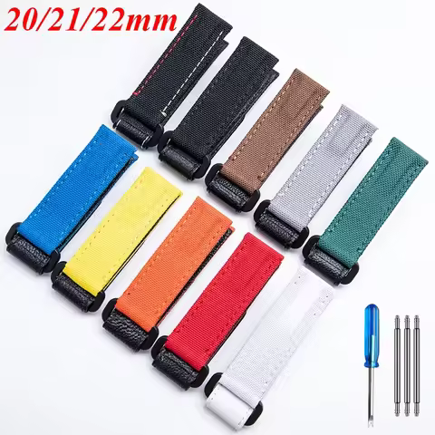 20/21/22mm Nylon Canvas Loop Hoop Wacth Strap For Rolex Daytona GMT Submariner Tudor Omega Breitling