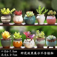 KY/💘Succulent Flower Pot Plant Ceramic Flower Pot Set Plant Breathable Retro Simple Thumb Pot Meat Pot Pot Combination Z