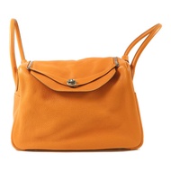 HERMES Clemence皮革Lindy 34手挽肩背兩用袋Orange/Jaune Ambre