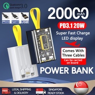 【READY STOCK】20000 mAh Mini Power Bank Large-Capacity PowerBank Fast Charging Transparent Comes With Cables