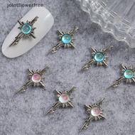 JOSG 5pcs 3D Alloy Nail Ch Decorations Cross Star Accessories Glitter Rhinestone Nail Parts Nail Art Materials Supplies JOO