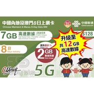 8日【內地、澳門】(12GB) 5G/4G無限上網卡數據卡SIM咭 S05(01024)(新舊包裝隨機發貨)