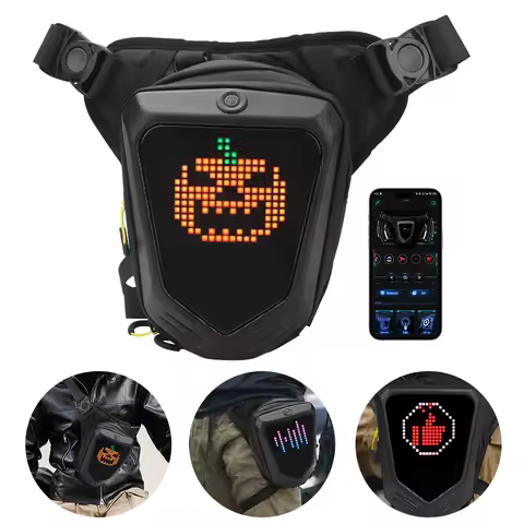 Smart LED Screen Motorcycle Bicycle Leg Bag Locomotive Multifunctional Waterproof Gaiter Crossbody T