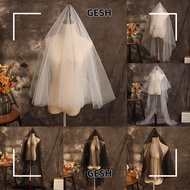 GESH White Simple Elegant Bridal Veil - Tulle