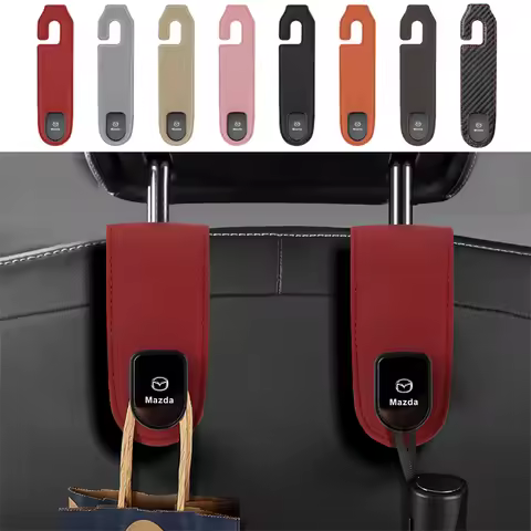 1/2pcs Leather Car Back Seat Hook Headrest Soft Hanging Hook Hanger For Mazda 3 Axela CX5 CX3 CX4 CX