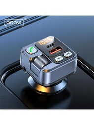Qoovi Fm發射器車充雙usb Type C適配器快速充電pd 30w藍牙5.1 Mp3音樂播放器,適用於iphone 15 14 Pro Max三星s23 S22小米mi12 Poco F3