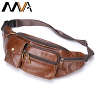 MVA Waist Pack Male Phone Bum Bag Fanny Pack Shoulder Strap Cowhide Genuine Leather Men Waist Bag Large Travel Case