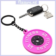 FL Gym Enthusiast Keychain Rubber Barbell Charm With Metal Chain 45lb Fitness Marking Simulation Dum