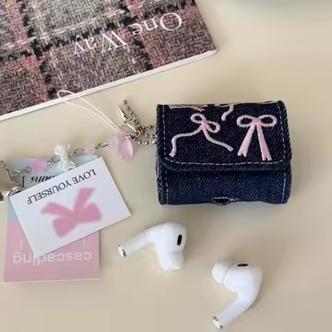 Ins Vintage Dark Blue Denim Leather Cover For Airpods 1 2 Pro2nd 3 Earphone Case For Airpod Pro 4 In