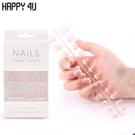 Happy 4u* 24pcs/ Natural Fake Nails Kuku Palsu Handmade