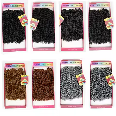 Qp hair jerry curly 3x braid Hair Extensions Black Brown Burgundy Ombre Crochet Braids Synthetic Bra
