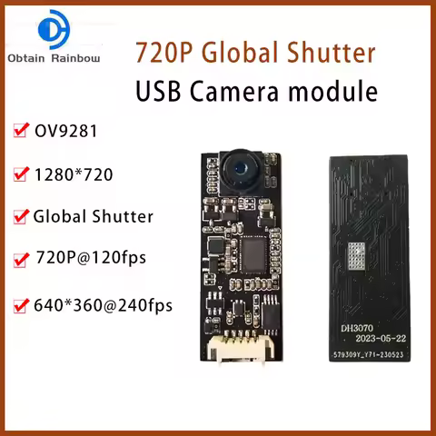 240FPS Global Shutter Camera Module 720P 1MP, OV9281 USB Webcam Monochrome,High Frame Rate Action Ca